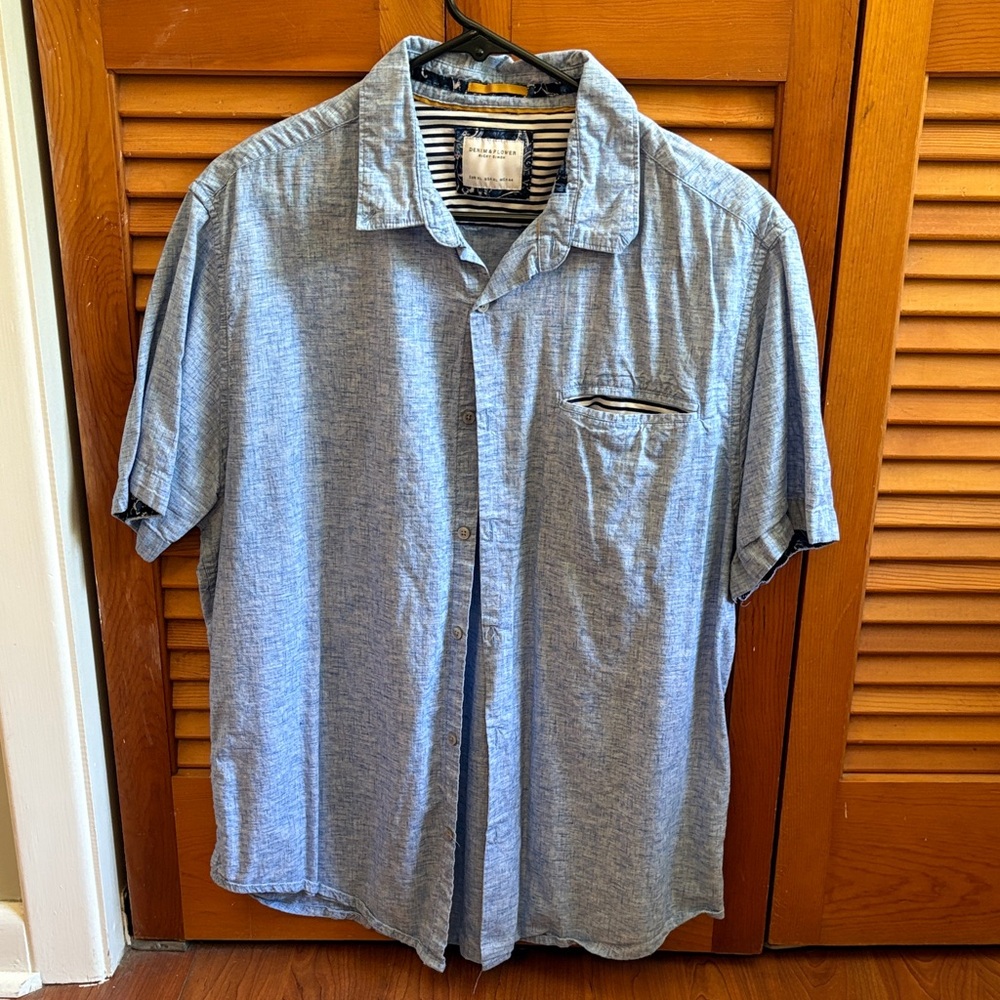 Denim & Flower Light Blue Casual Button Down Shirt